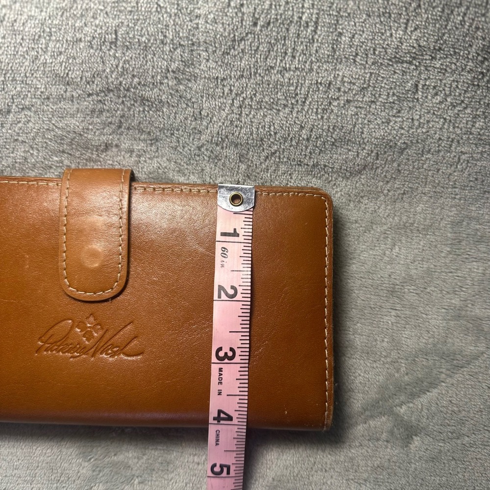 Patricia Nash Tan Brown Leather Bifold Wristlet Wallet Snap Closure Organizer - Picture 8 of 11